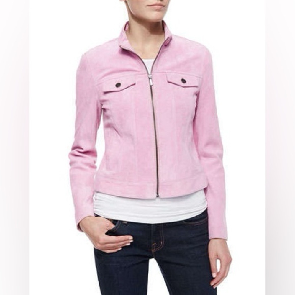 Bagatelle Suede Baby Pink Jean-Style Jacket Size Small
